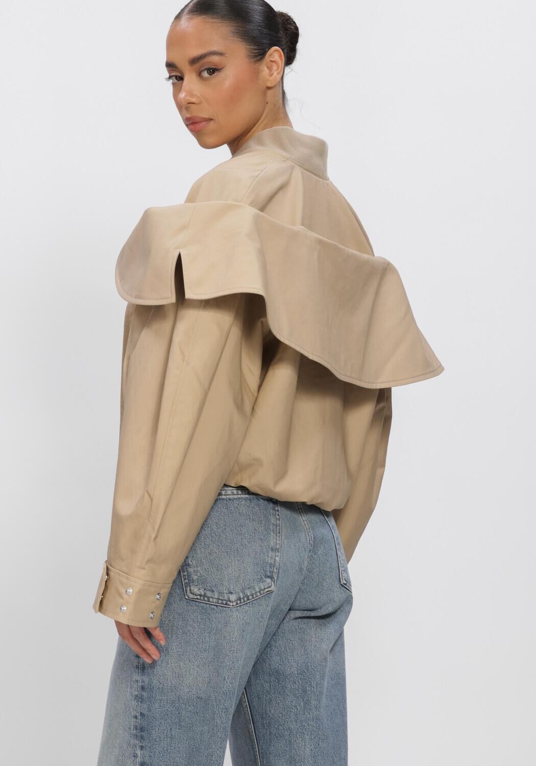 Beige GANNI Gewatteerde jas DOUBLE COTTON BOMBER - large