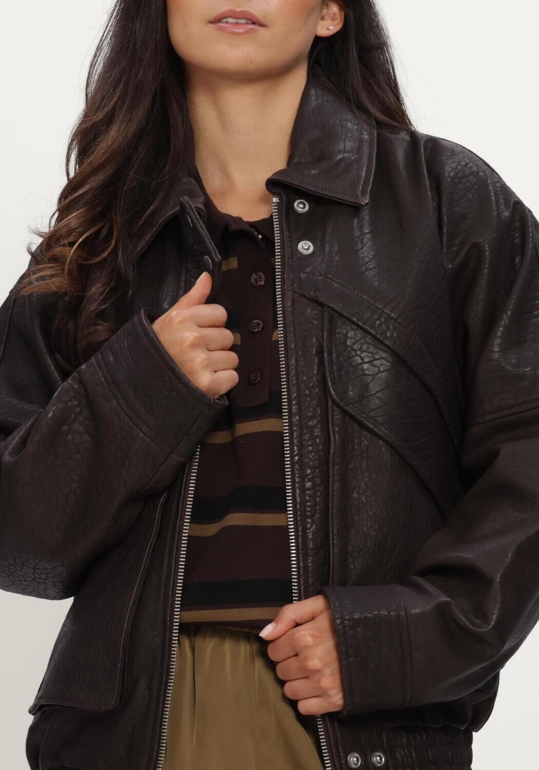 Bruine ALTER EGO Jack HOLLY SUEDE JACKET - large