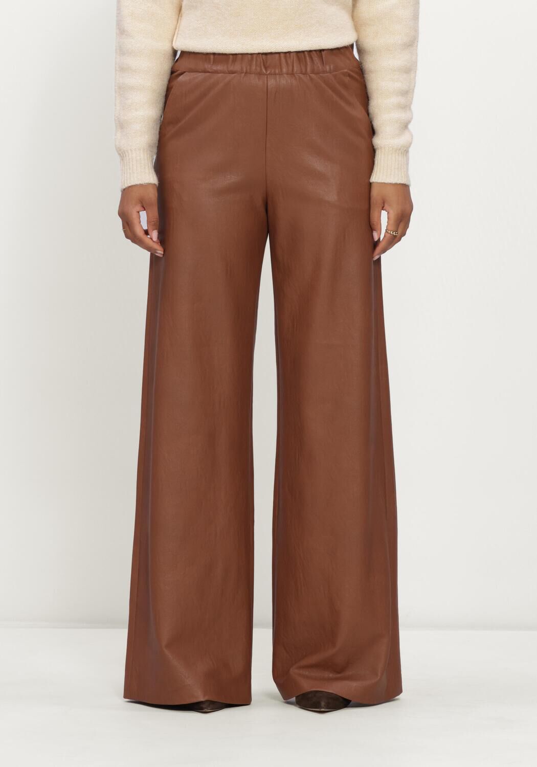 Bruine CAROLINE BISS Wijde broek 4570 - large