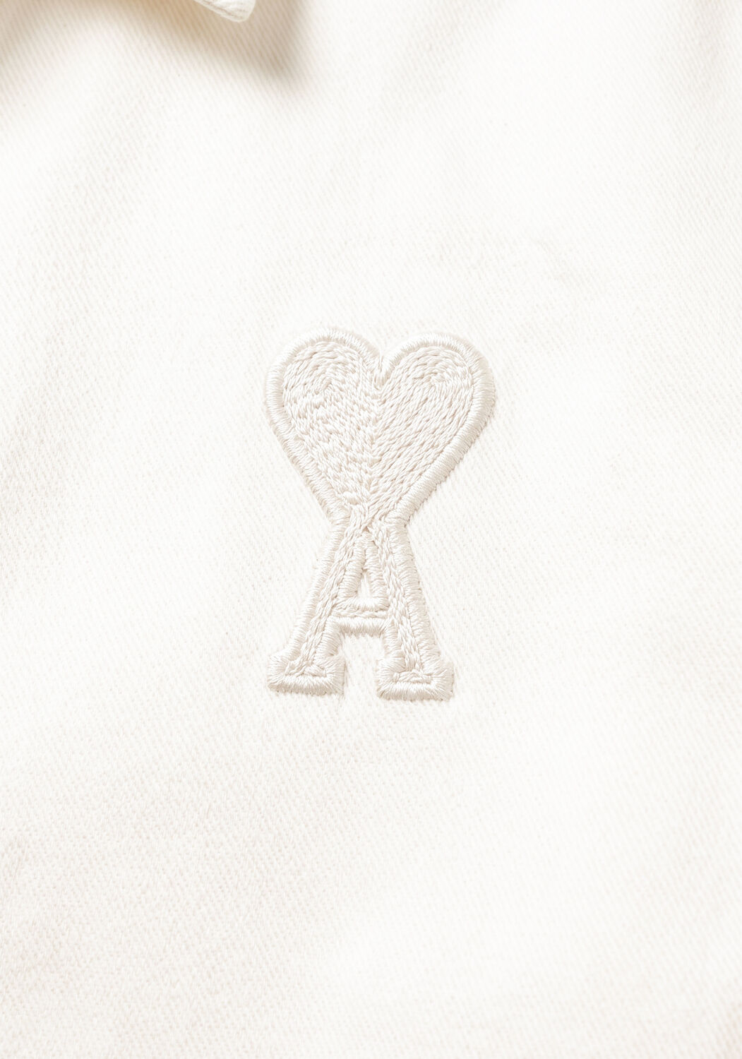 Ecru AMI PARIS Overshirts OVERSHIRT WITH KNITTED AMI DE COEUR - large