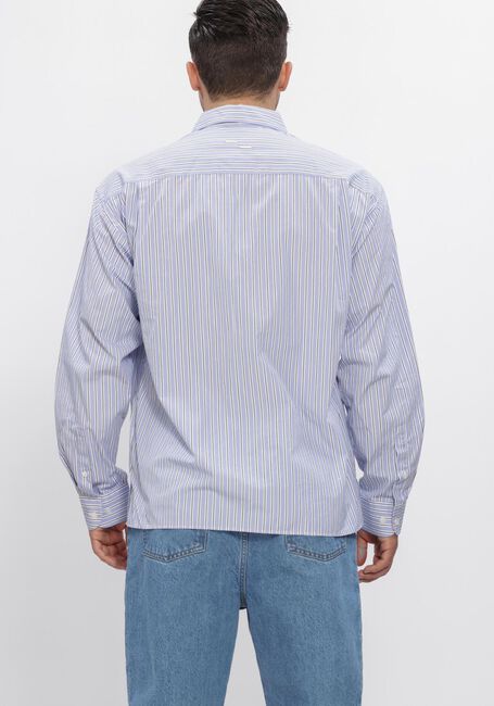 Lichtblauwe FILLING PIECES Casual overhemd DRESS SHIRT STRIPED - large