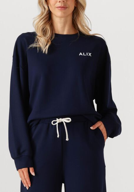 Donkerblauwe ALIX THE LABEL Trui LADIES KNITTED SCUBA SWEATER - large