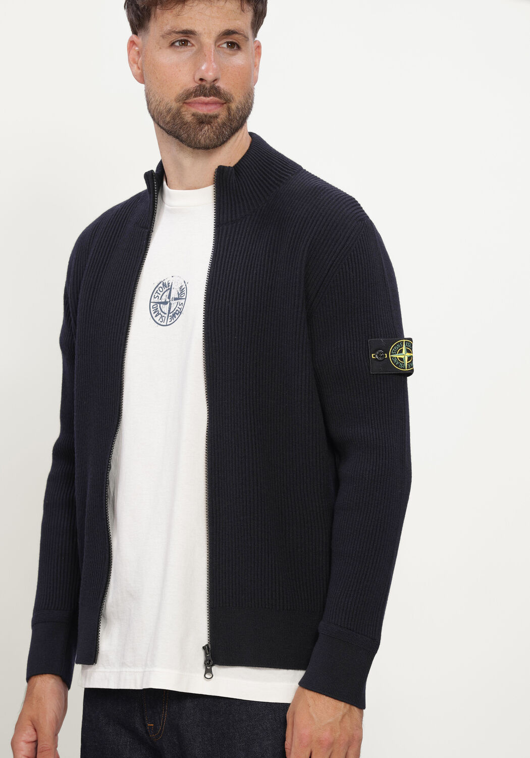 Donkerblauwe STONE ISLAND Vest CARDIGAN S00C2 - large