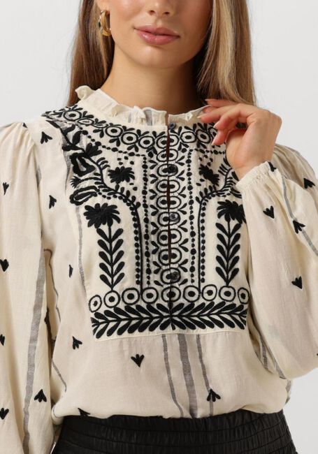 Witte SUMMUM Top TOP VISCOSE EMBROIDERED STRIPE - large