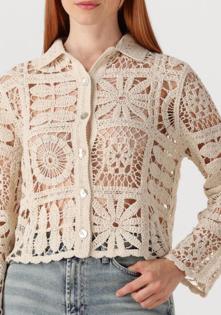 Ecru SUMMUM Vest SHORT CARDIGAN FLOWER CROCHET KNIT - large