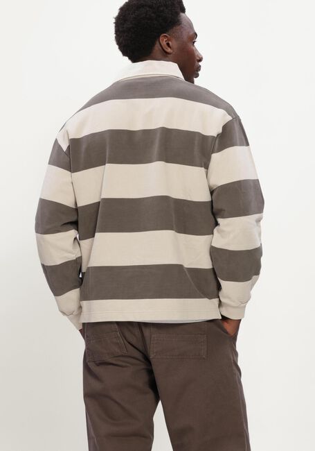 Bruine FOR&Eacute;T Polo MATCH RUGBY SWEATSHIRT WOOD STRIPE - large
