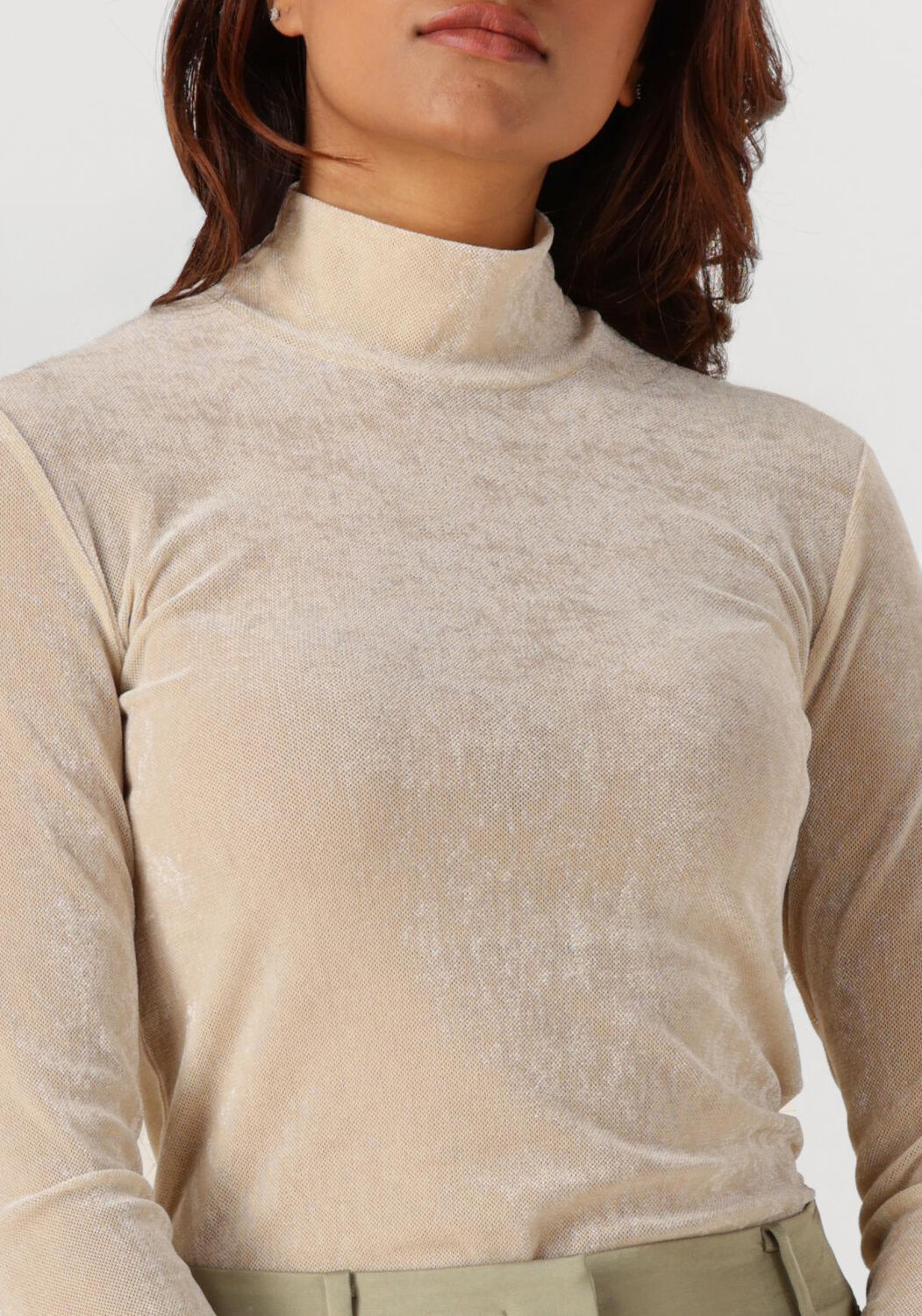 Beige DANTE6 Top OLYA VELVET LAYERING MESH TOP - large
