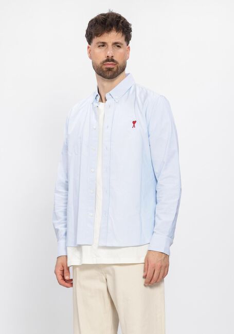 Lichtblauwe AMI PARIS Casual overhemd CLASSIC LONG SLEEVE SHIRT BUTTON DOWN COLLAR WITH EMBROIDERED ADC - large