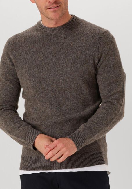 Bruine PROFUOMO Trui PULLOVER CREW NECK WOOLBLEND - large