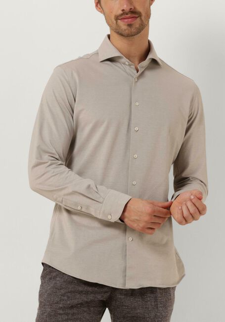 Beige PROFUOMO Klassiek overhemd SHIRT X-CUTAWAY JAPANESE KNITTED - large