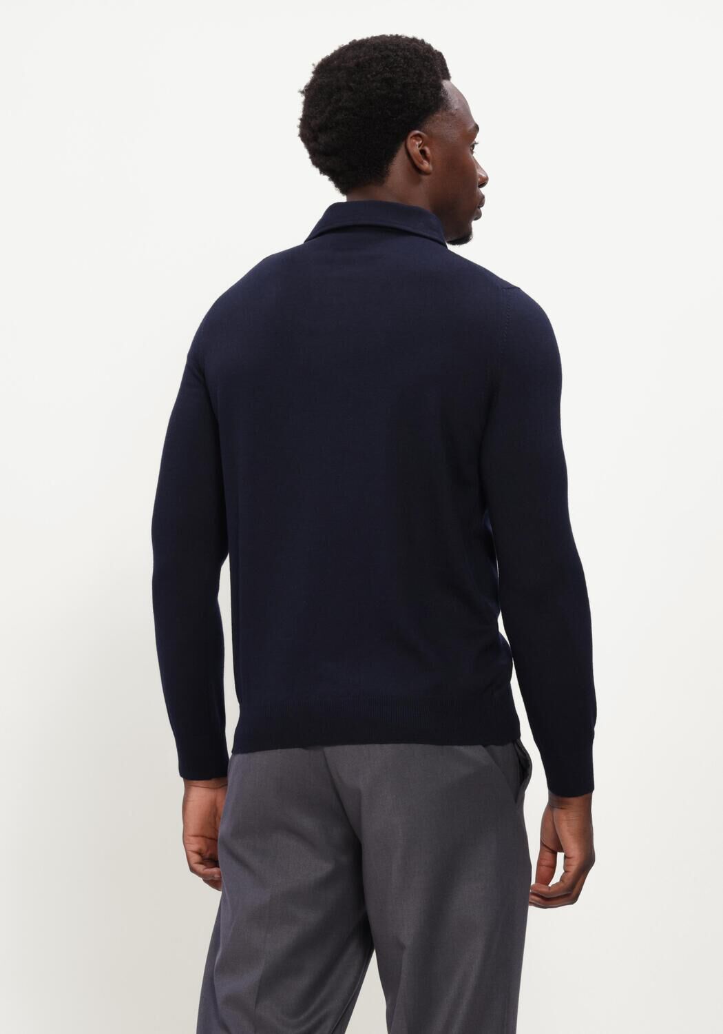 Donkerblauwe GRAN SASSO Polo POLO L/SLV - large