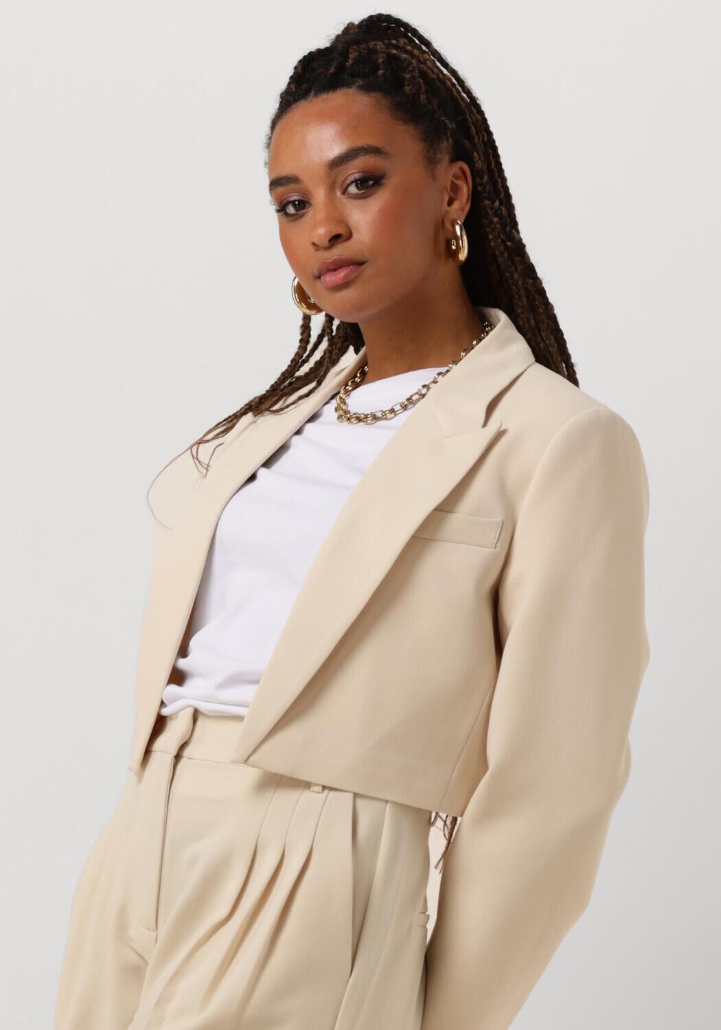 Co'Couture Blazer Dames Vola Crop Blazer, Maat: XL, Kleur: Beige