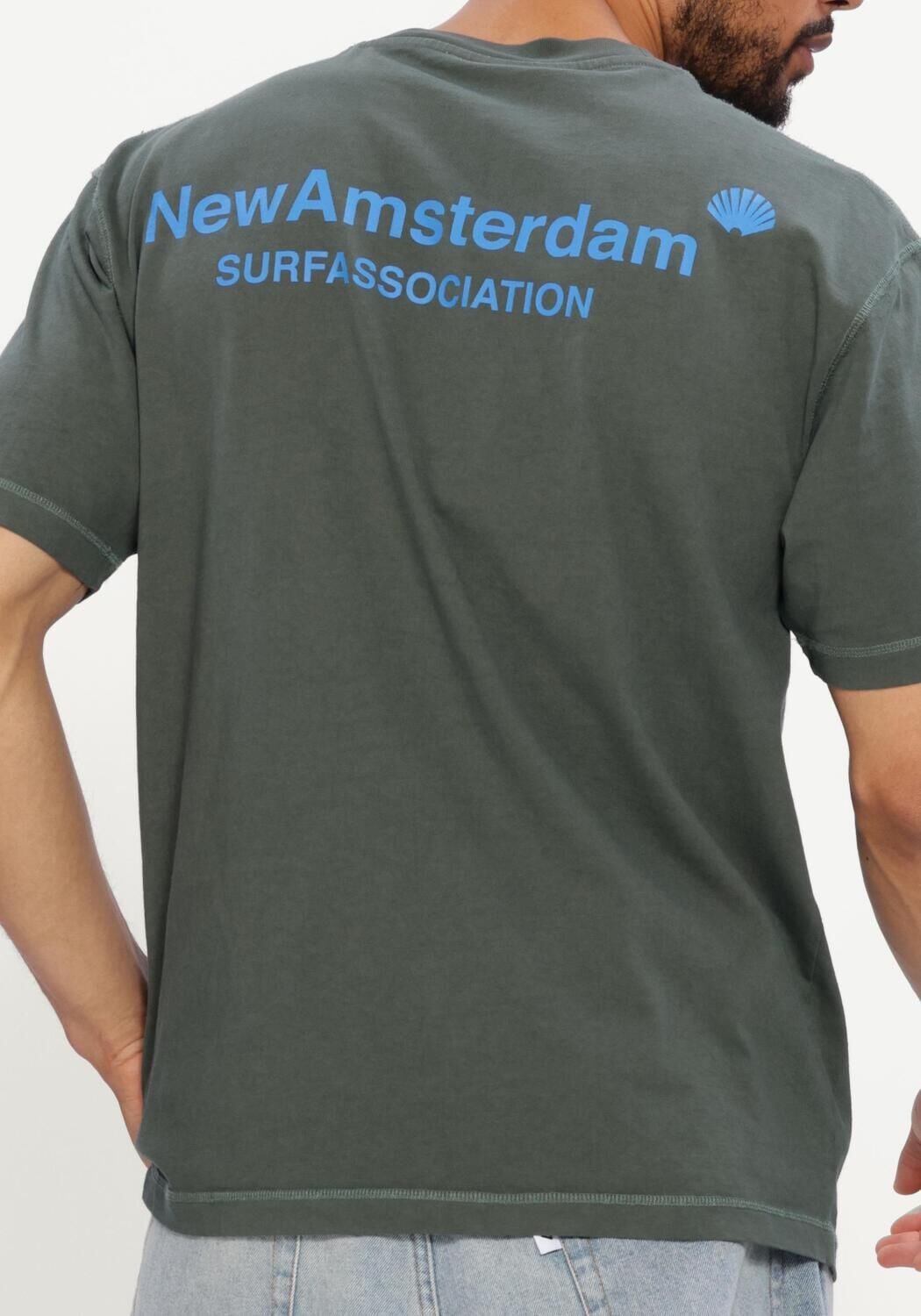 Groene NEW AMSTERDAM SURF ASSOCIATION T-shirt LOGO TEE - large