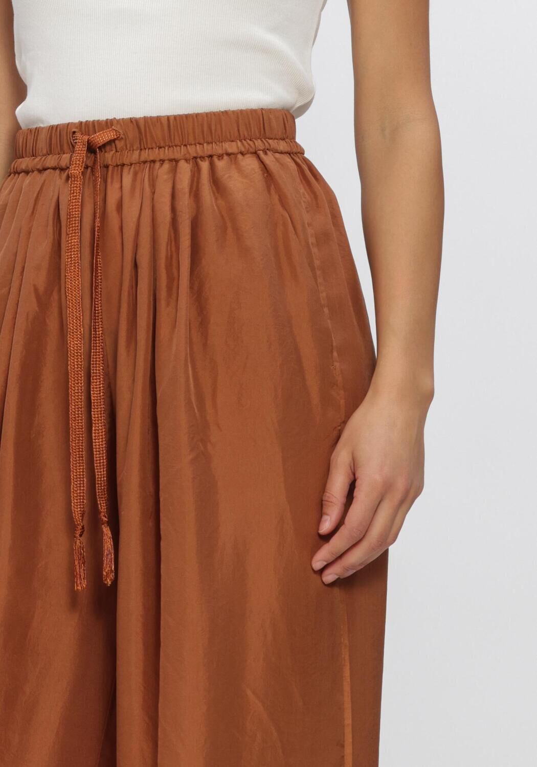 Bronzen FORTE FORTE Broeken HABOTAI SILK DRAWSTRING PANTS - large