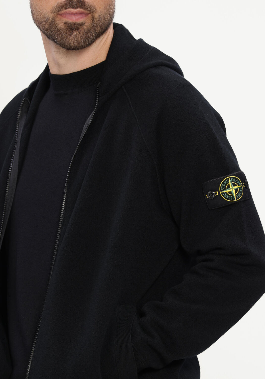 Zwarte STONE ISLAND Sweater HOODIE S01A1 - large