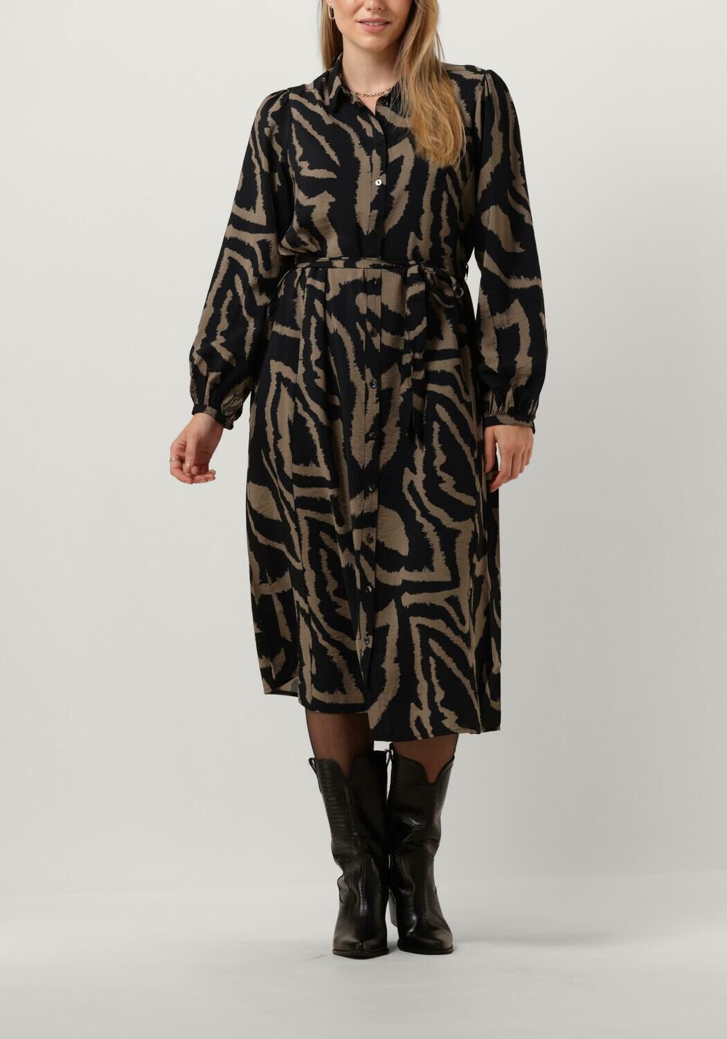 zwarte summum midi jurk dress abstract leaves