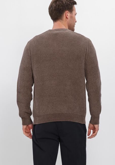 Bruine PROFUOMO Trui PULLOVER CREW NECK CHENILLE RIB - large