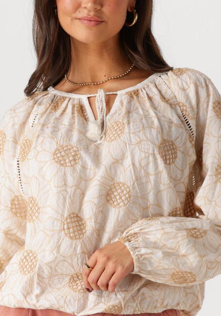 Witte SUMMUM Blouses LONGSLEEVE TOP FLOWER EMBROIDERY - large