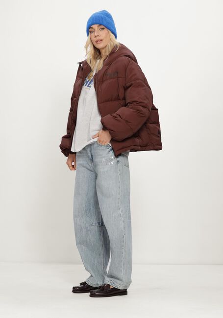 Bruine ALIX THE LABEL Gewatteerde jas LADIES WOVEN PUFFER COAT - large