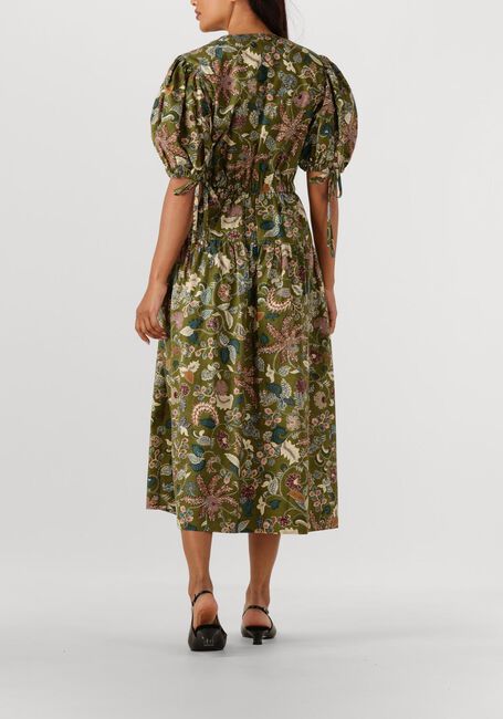 Groene ULLA JOHNSON Midi jurk ADRIANA SHORT SLEEVE MIDI DRESS - large