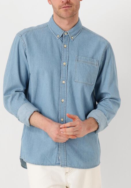 Lichtblauwe FORÉT Casual overhemd HORNET CHAMBRAY SHIRT - large