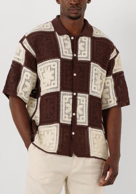 Bruine WOODBIRD Casual overhemd WBBANKS CROCHET KNIT - large