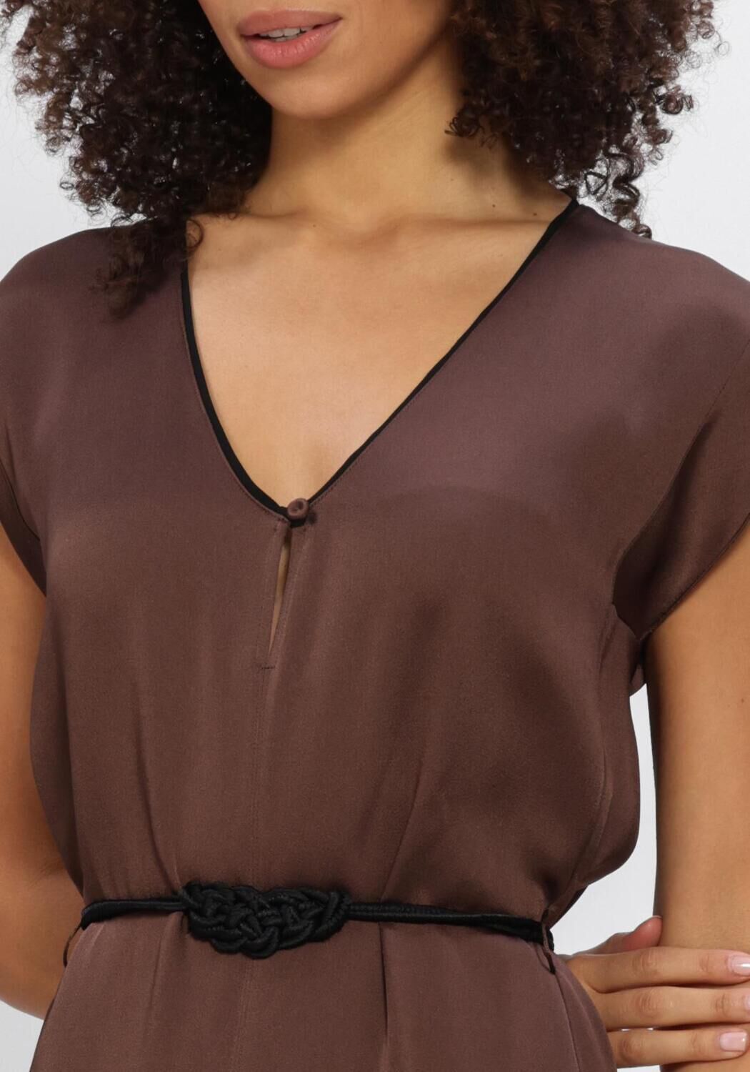 Bruine FORTE FORTE Maxi jurk ENVERS SATIN SHINY KAFTAN DRESS - large