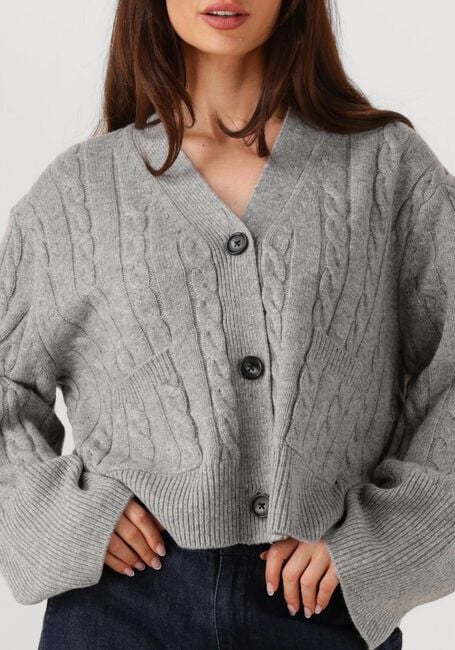 Lichtgrijze SECOND FEMALE Vest ALPHINE KNIT CARDIGAN - large