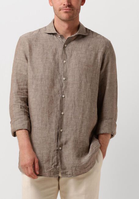 Bruine PROFUOMO Casual overhemd SHIRT X-CUTAWAY SC LINNEN - large