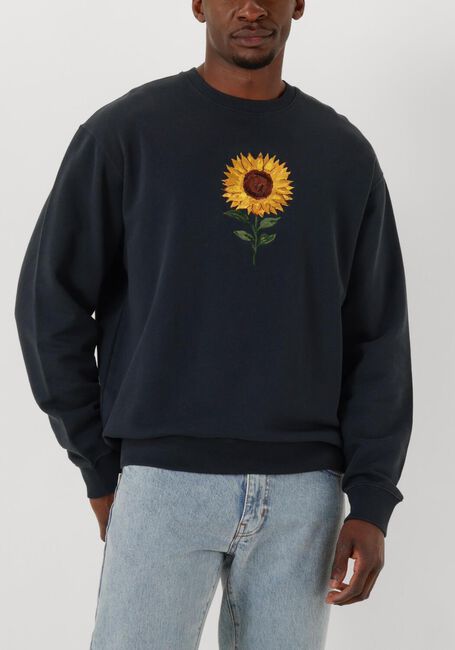 Donkerblauwe FORÉT Sweater SUN EMBROIDERED SWEATSHIRT - large