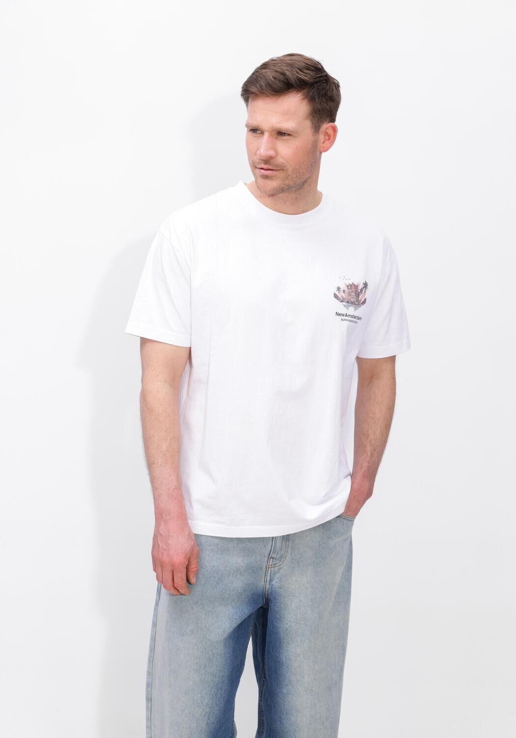 Lichtblauwe NEW AMSTERDAM SURF ASSOCIATION Polo TROPICAL TEE - large