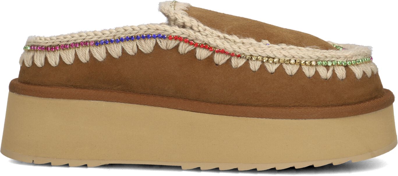 Mou Instappers
Dames Clog Eskimo Platform Rhinestones, Maat: 39, Materiaal: Suède, Kleur: Cognac