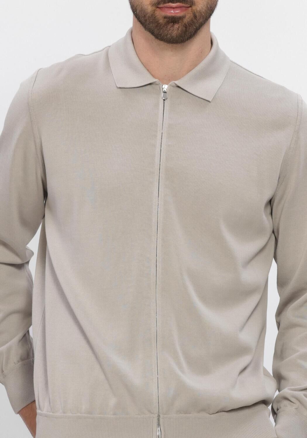 Grijze FILIPPO DE LAURENTIIS Trui FULLZIP COLLO POLO ML - large