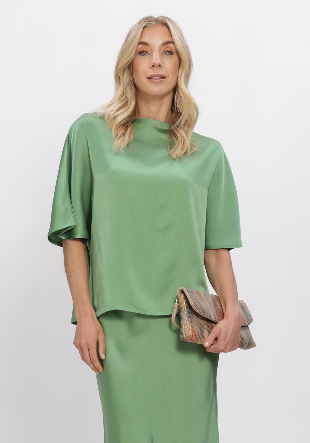 Groene SEA ME HAPPY Top MERCEDES TOP SATIN CREPE - large