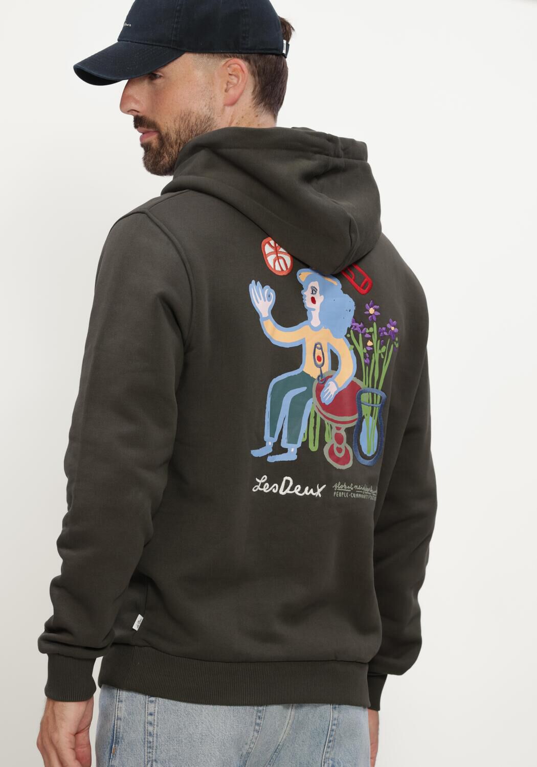 Groene LES DEUX Trui RURAL HOODIE - large