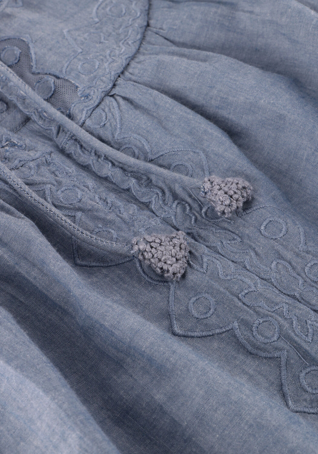 Blauwe ULLA JOHNSON Top EFFIE FLUTTER SLEEVE TOP - large