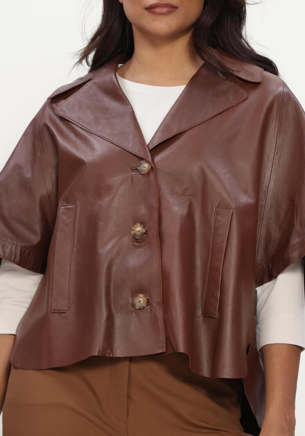 Bruine RIANI Leren jas LEDERJACKE - large