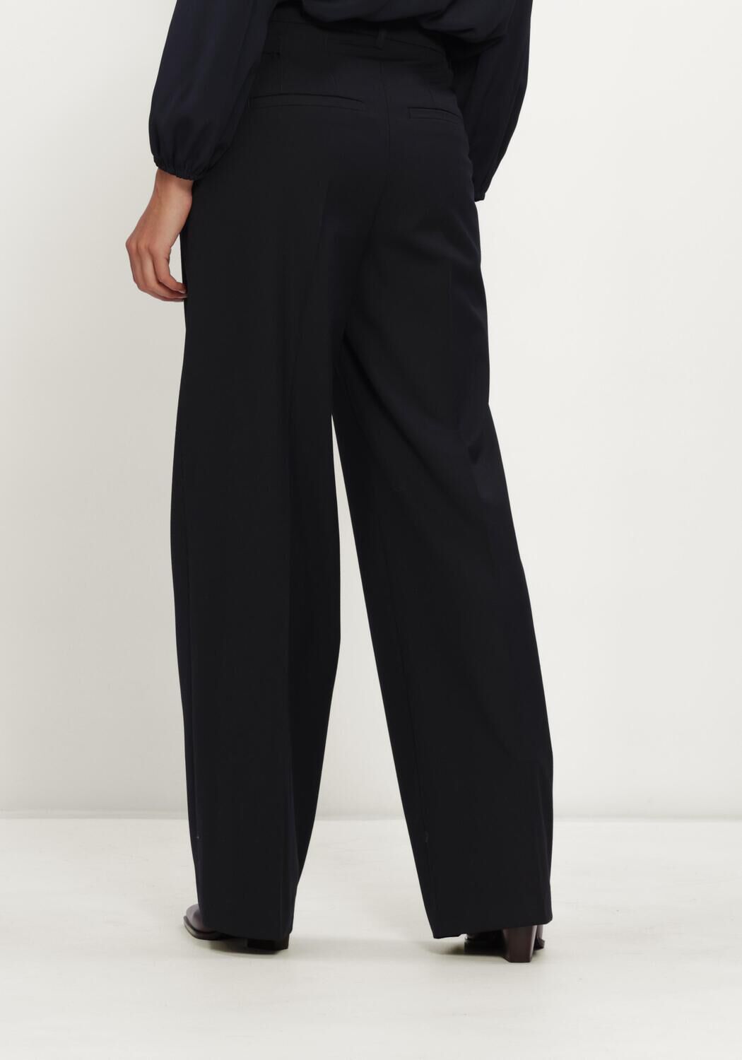 Donkerblauwe LUISA CERANO Wijde broek WIDELEG-PANTS AUS WOLL-MIX - large