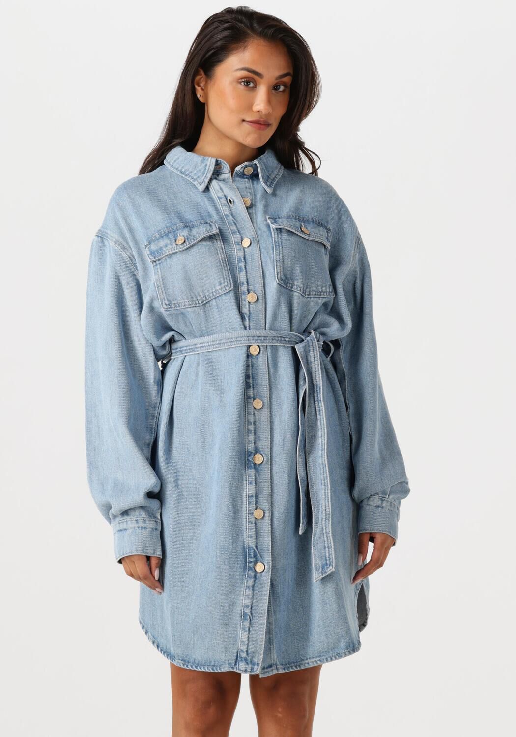 7 for all Mankind Mini Jurk Dames Shirt Dress, Maat: L, Kleur: Lichtblauw