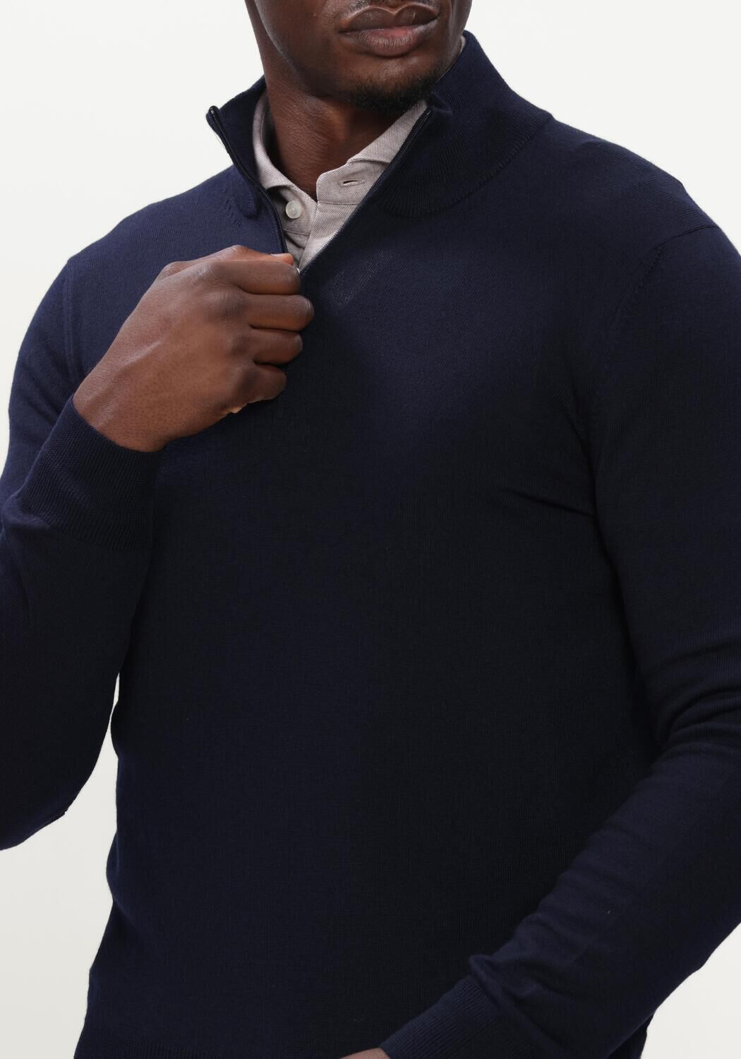 Donkerblauwe GRAN SASSO Trui MOCK ZIP - large