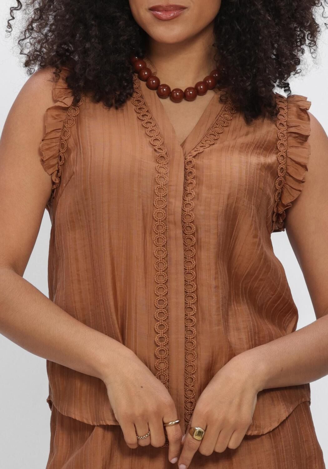 Bruine CO'COUTURE Top REGGIECC FRILL TOP - large