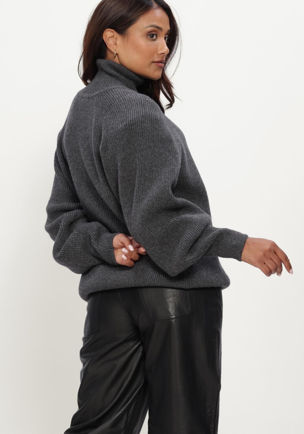 Donkergrijze ROTATE Trui KNIT HIGHNECK JUMPER - large