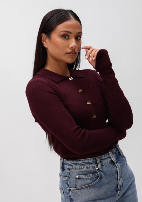 Rode GANNI Truien/vesten MINI RIBBED MERINO POLO - large