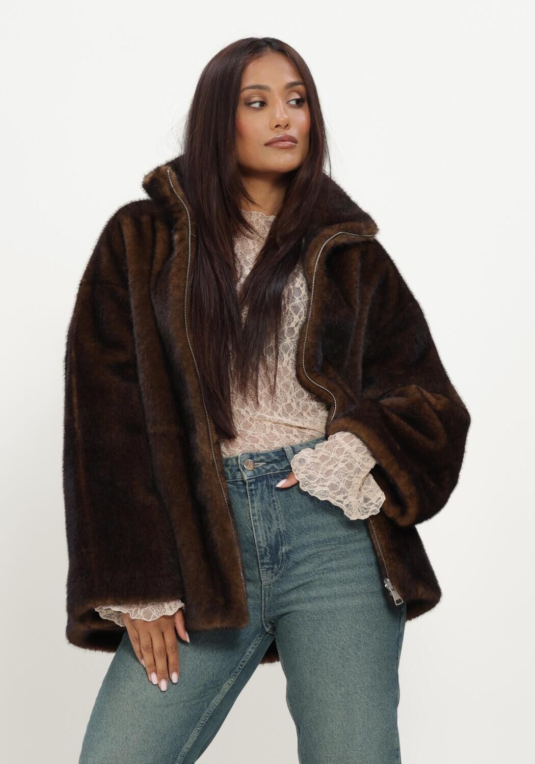 Groene STUDIO AR Faux fur jas FRANKIE FAUX MINK - large