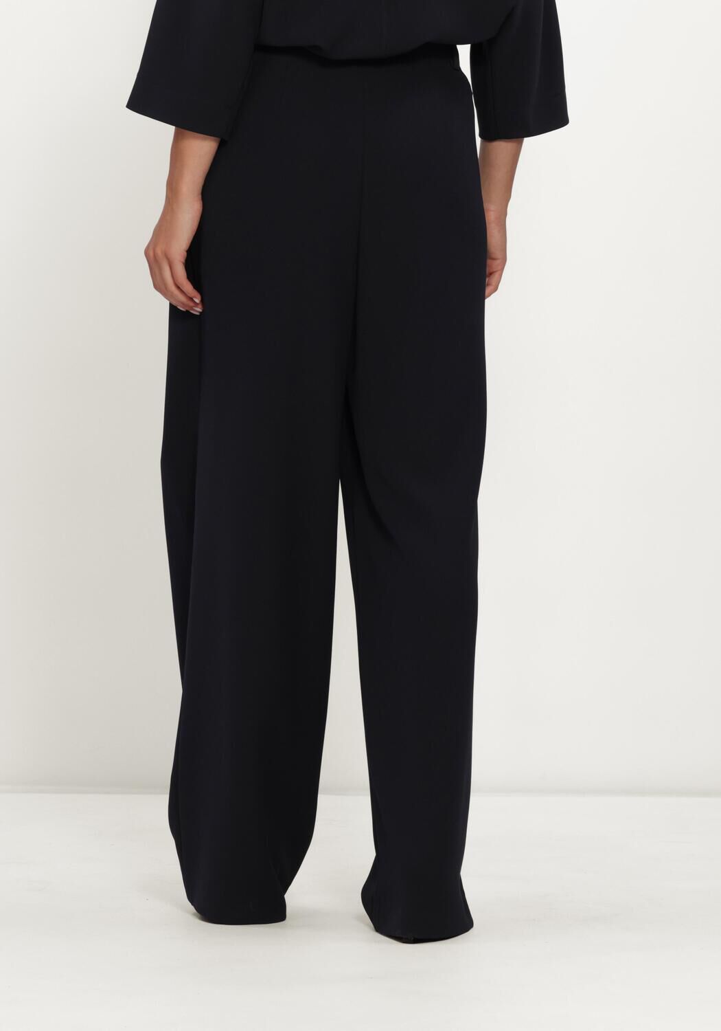 Donkerblauwe LUISA CERANO Wijde broek WIDELEG-PANTS MIT BUNDFALTEN - large