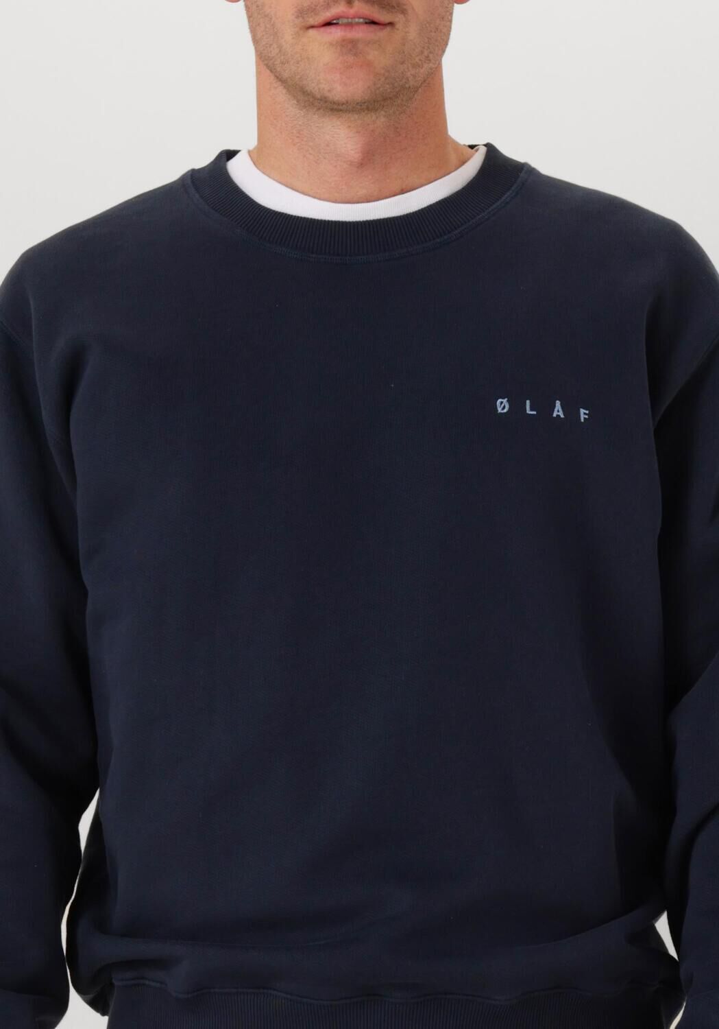 Donkerblauwe OLAF HUSSEIN Sweater LINED FACE CREWNECK - large