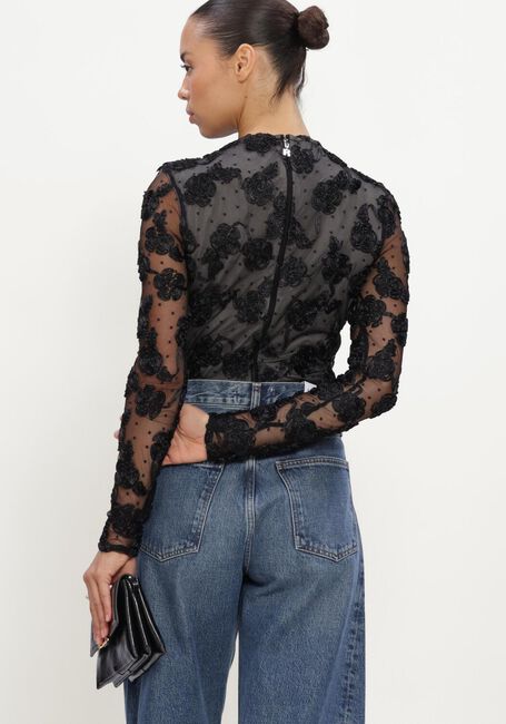 Zwarte ROTATE Top FLOWER MESH LS TOP - large