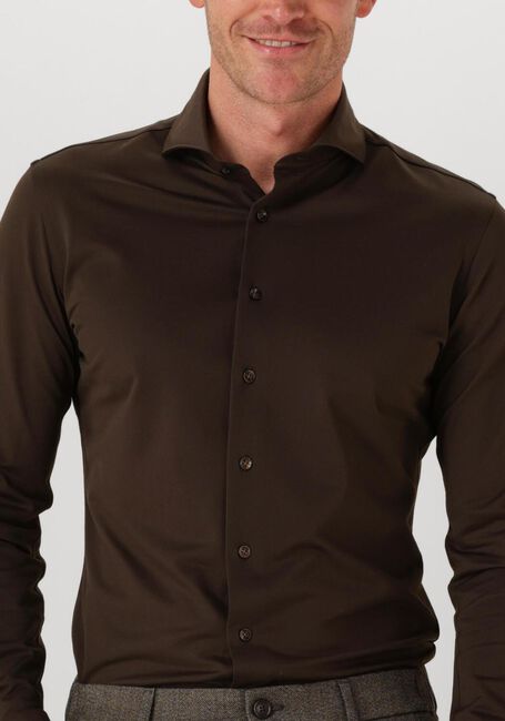 Bruine PROFUOMO Klassiek overhemd SHIRT X-CUTAWAY SF JAPANESE KNITTED - large