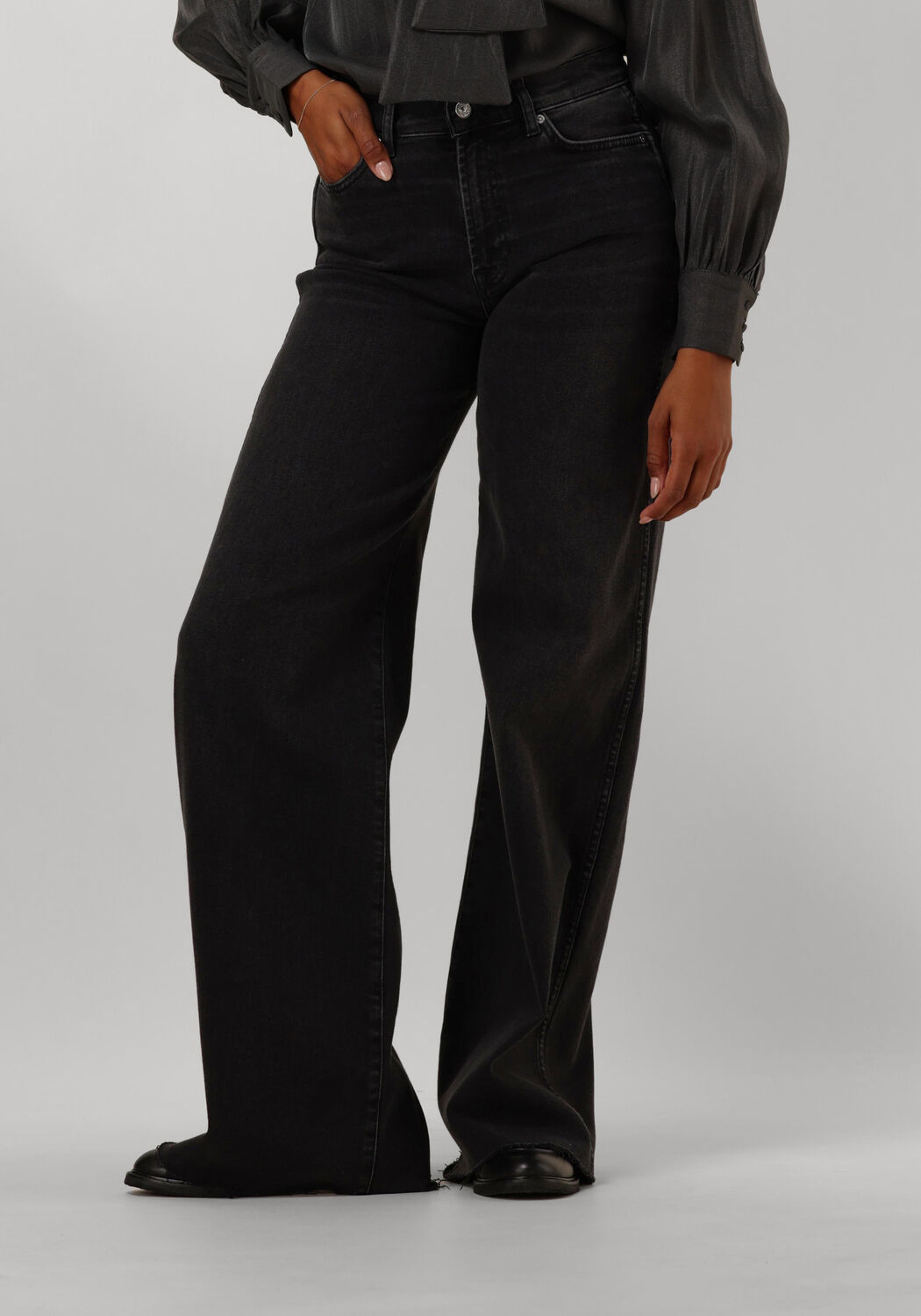 7 for all Mankind Wide Jeans Dames Lotta Luxe Vintage Topline With Raw Cut, Maat: 26, Kleur: Grijs