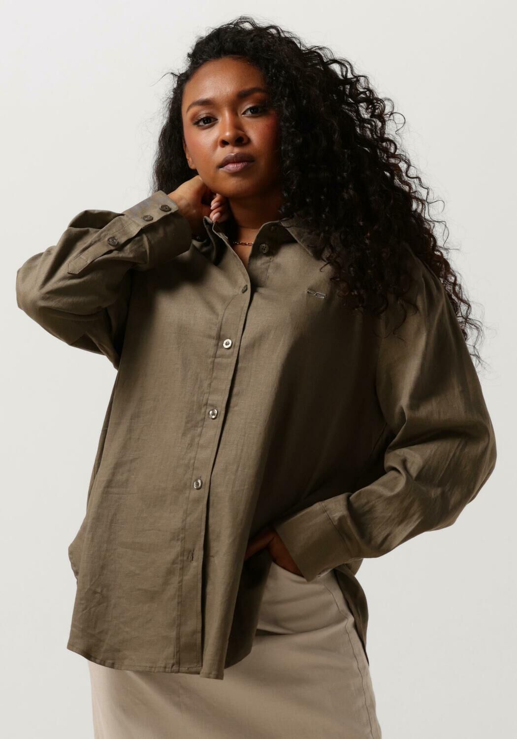 Gestuz Blouse Dames Lizagz Oz Linen Shirt, Maat: M/L, Kleur: Grijs afbeelding 1